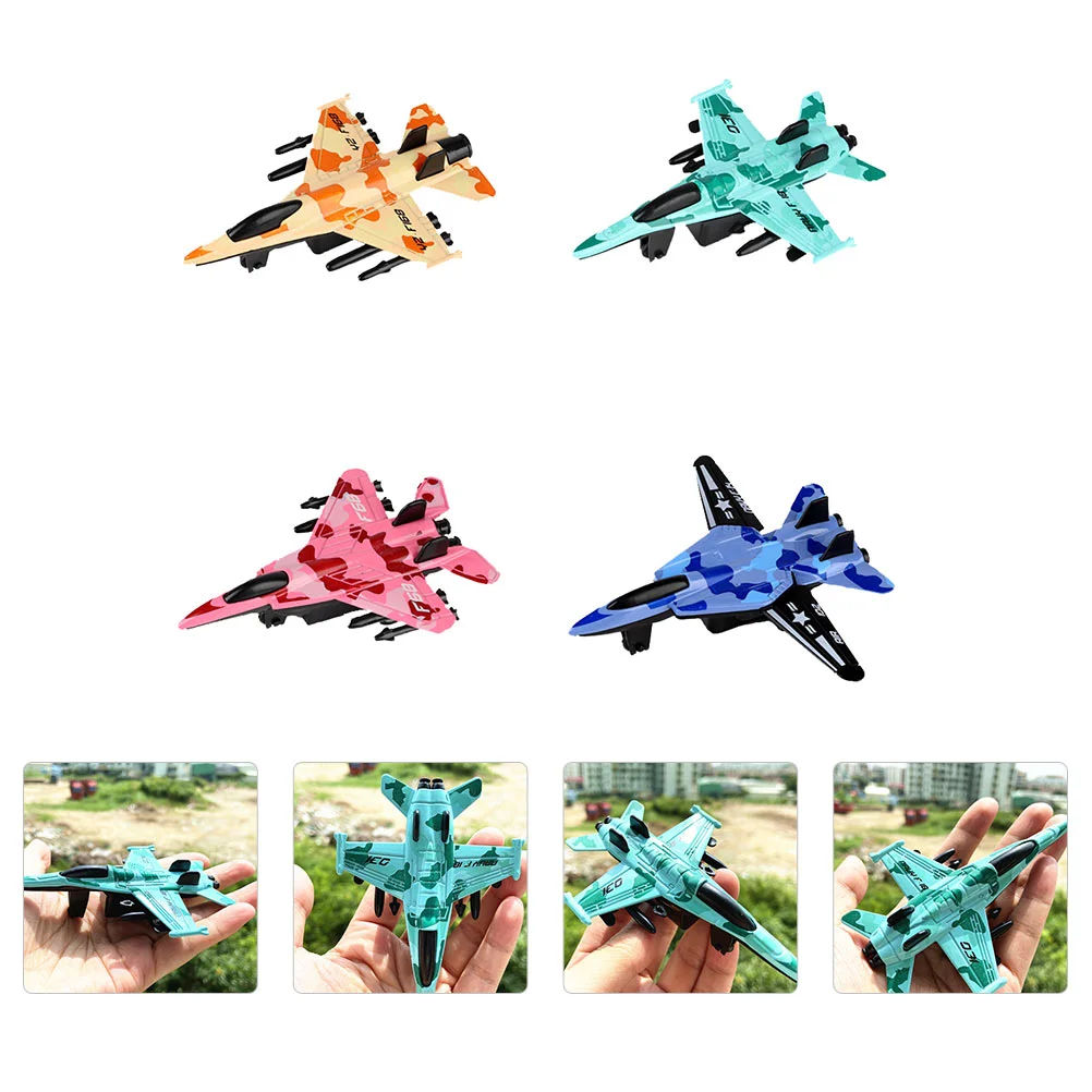 

4 Pcs Pull Back Fighter Boys Toys Airplane Pull-back Playhting Friction Powered Puzzle Alloy Mini Preschool