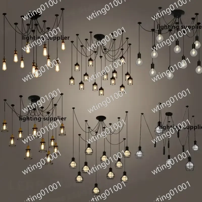 for Retro Industrial Spider Chandelier 6-14 Heads Creative Pendant Light for Bar Bedroom Restaurant Clothing Store Living