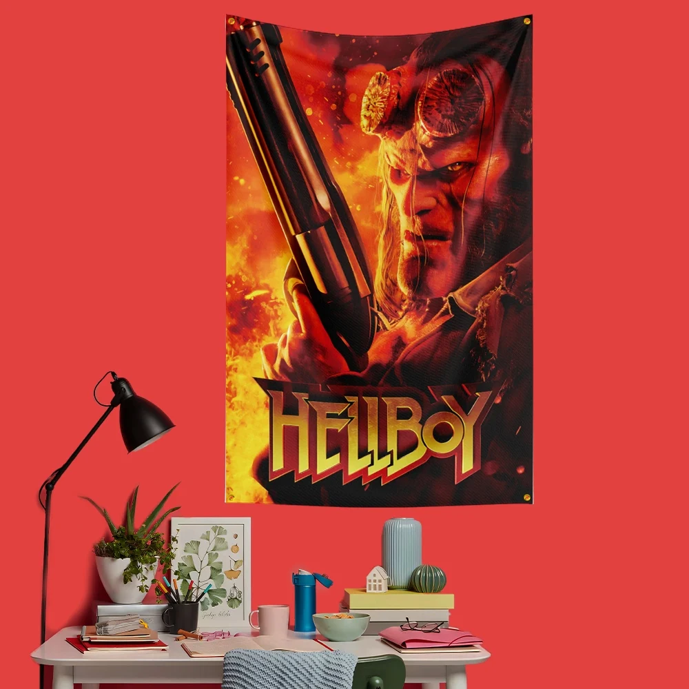 Hellboy Inspired Flag 3x5 FT 90x150cm Polyester Decorative Banner Tapestry For Fans Bedroom Wall Decoration