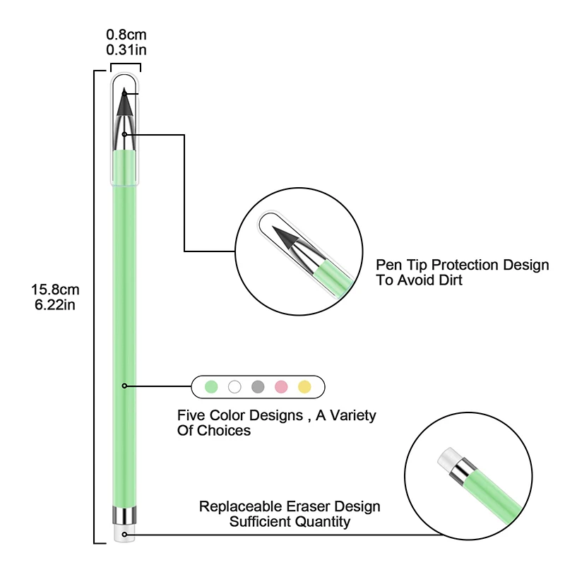무잉크 연필 무제한 연필, 글쓰기용 무한 연필, 학교 사무실 영원한 연필, 200 개