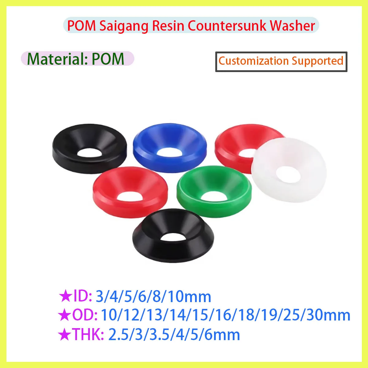 POM Delrin Plastic Countersunk Washers Nylon Concave Fish Eye Wear-resistant Insulation Sealing Gaskets M3-M6