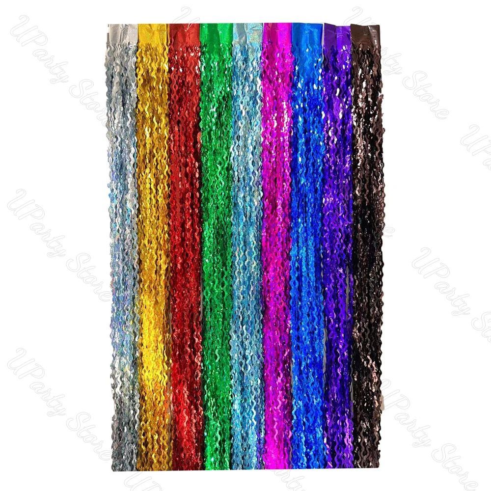 1/2Packs Wavy Glitter Curtains for Birthday Decoration Laser Glitter Fringe Foil Backdrop Curtains for Christmas 2024 Decoratio