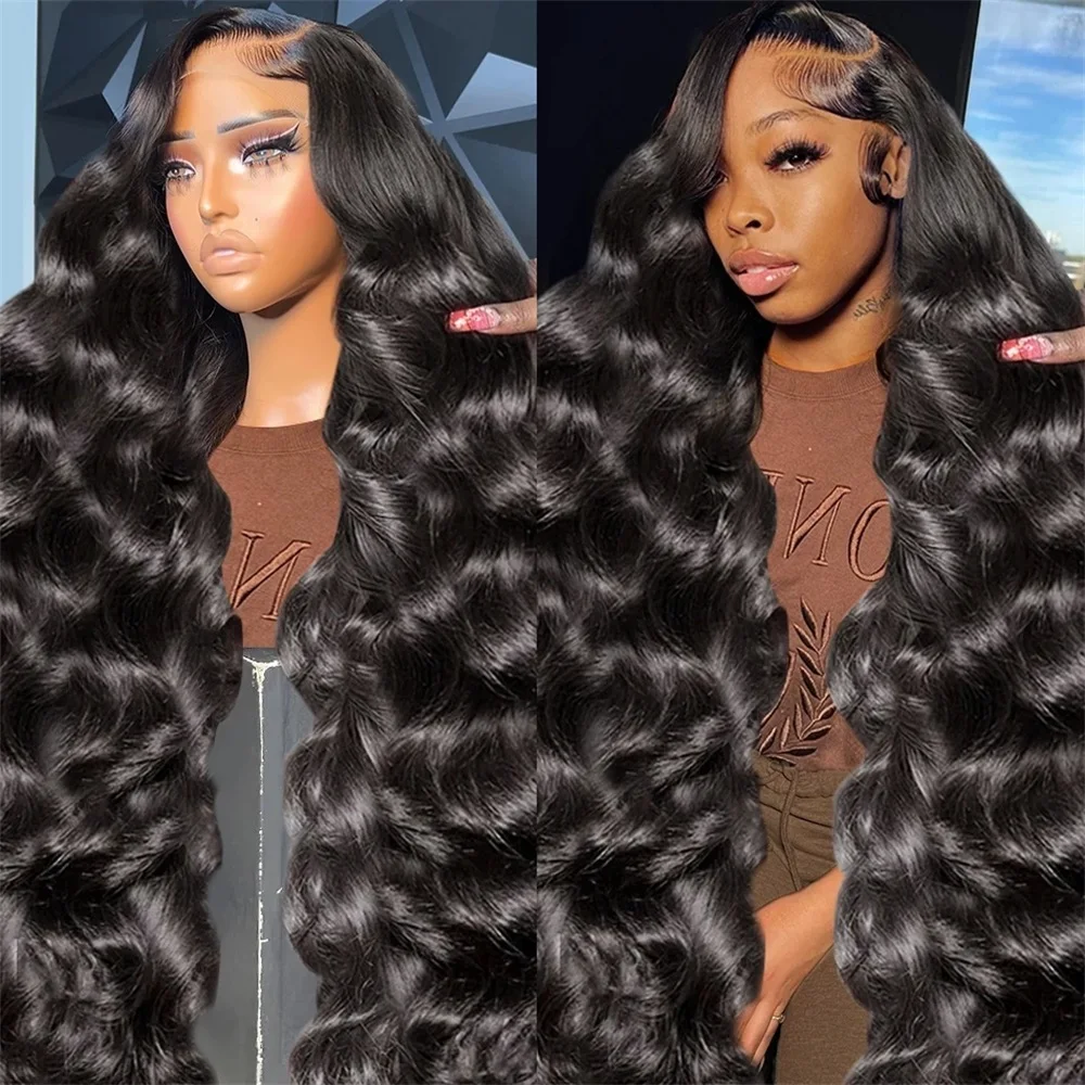 36 Inch 360 Body Wave Full Lace Wig Human Hair Pre Plucked 13x4 13X6 HD Transparent Lace Front Human Hair Wigs For Black Women