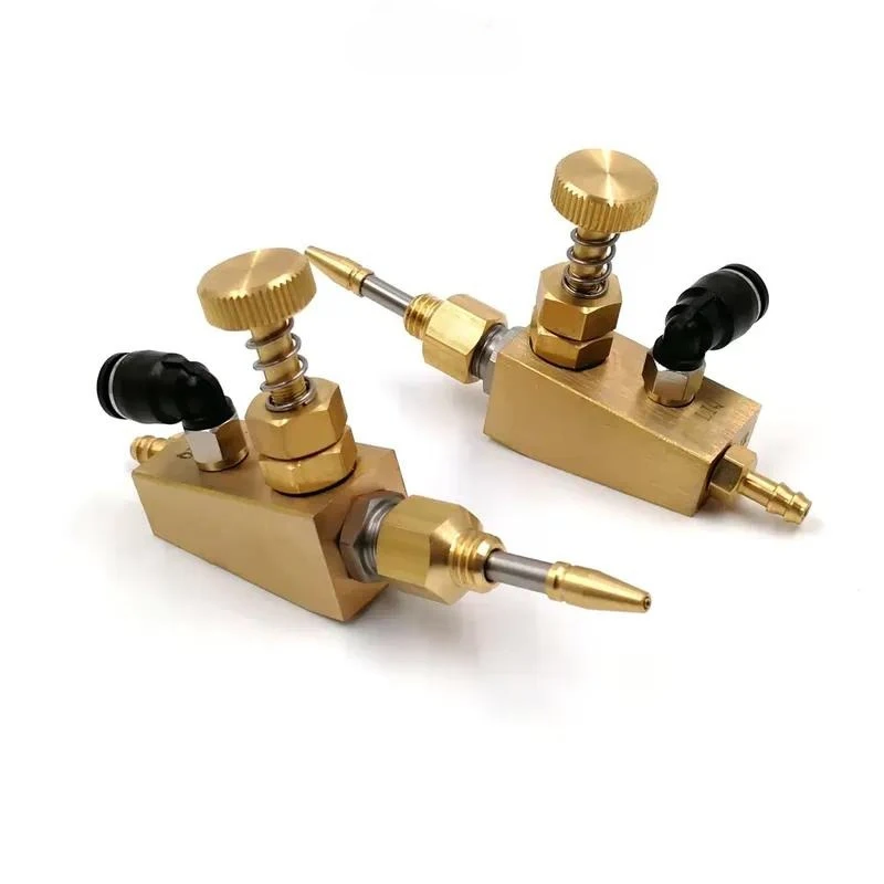 Brass Air Atomizing Nozzle Adjustable 12-15 Degree Narrow Angle Small Flow Rate 5-10 Micron Droplet Pressure 0.5 Bar