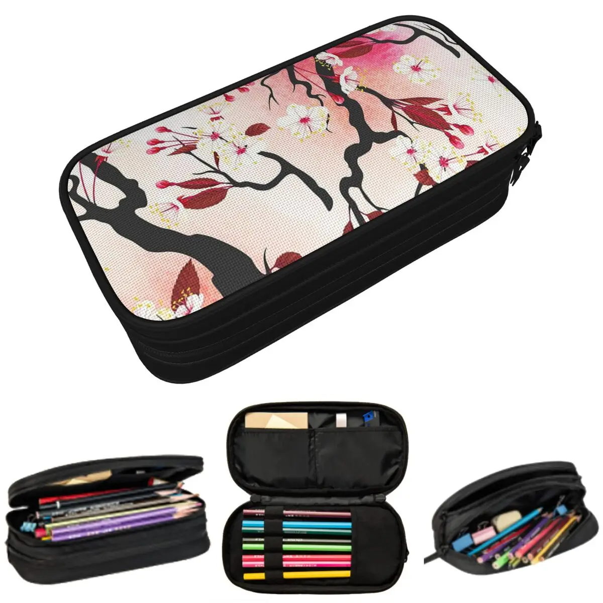 

Blooming Sakura Branch Cherry Blossom Japanese Flower Pencil Case Boys Girls School Pen Box Pencil Bag Stationery Pen Holder Bag