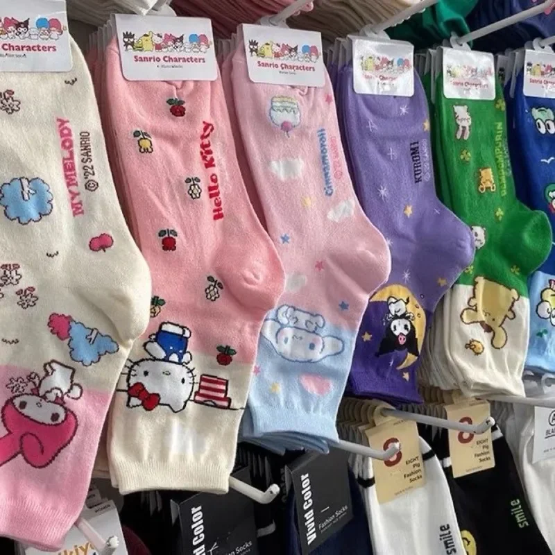 Sanrio Cotton Socks Kuromi My melody Cinnamoroll Plush Socks Hello Kitty Tube Socks Cosplay Birthday Xmas Kids Gifts