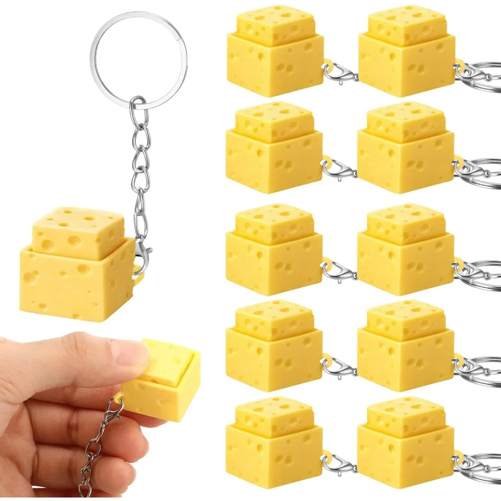 10/20Pcs Cheese Clicker  Keychain 3D Printed Keyboard Switch Stress Relief Gift for Teacher Nurse Colleague Graduation