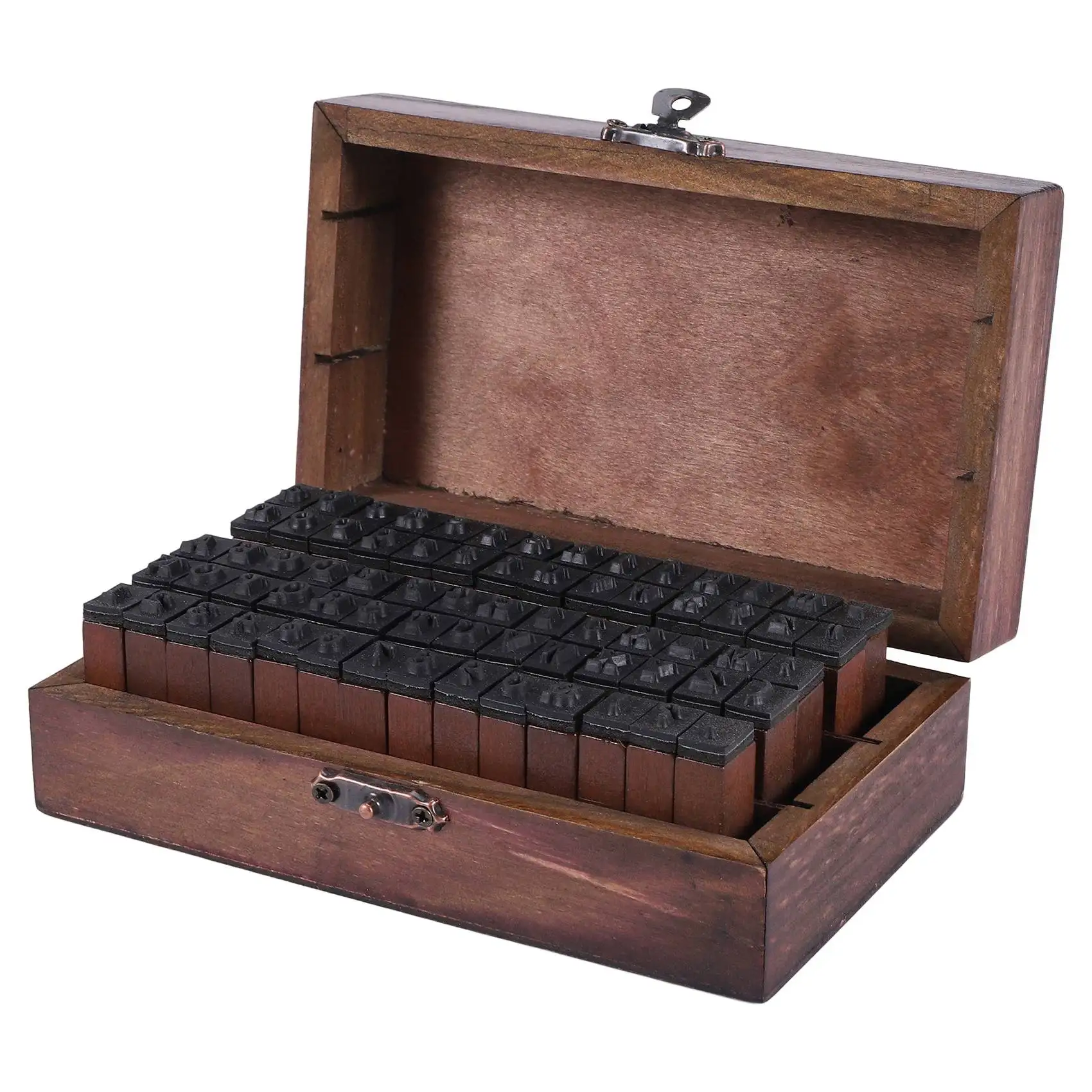 Rubber Stamp Alphabet Number Symbol Wooden Box Set Print Style Wood Letter 70PCS