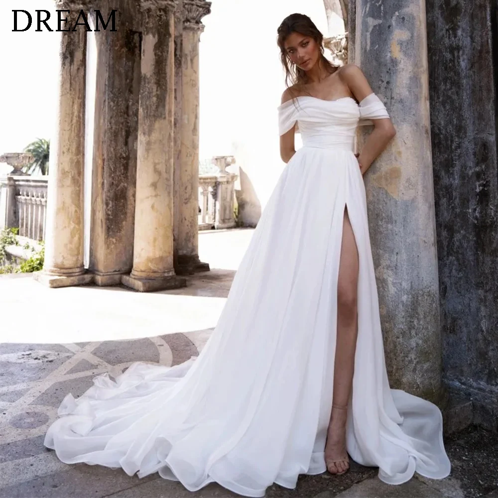 

DREAM Elegant Long Wedding Dresses Off the Shoulder Floor-Length A-Line Brides Dress Tailor-Made Women Vestidos De Novias 2024