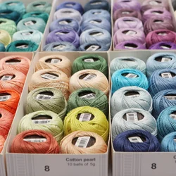 AmoHilos Size 8 Crochet Thread Double Mercerized Long Staple Egyptian Cotton Pearl 70 Colors Available 10 Balls Box 43 Yards CCC