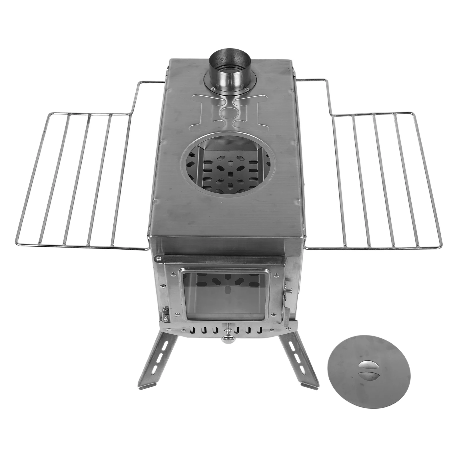 الفولاذ المقاوم للصدأ الموقد الذي لا يدخن الثانوي حرق موقد الخشب خيمة التخييم موقد مع أنابيب المدخنة والقفازات مع 5 أنابيب ل #5