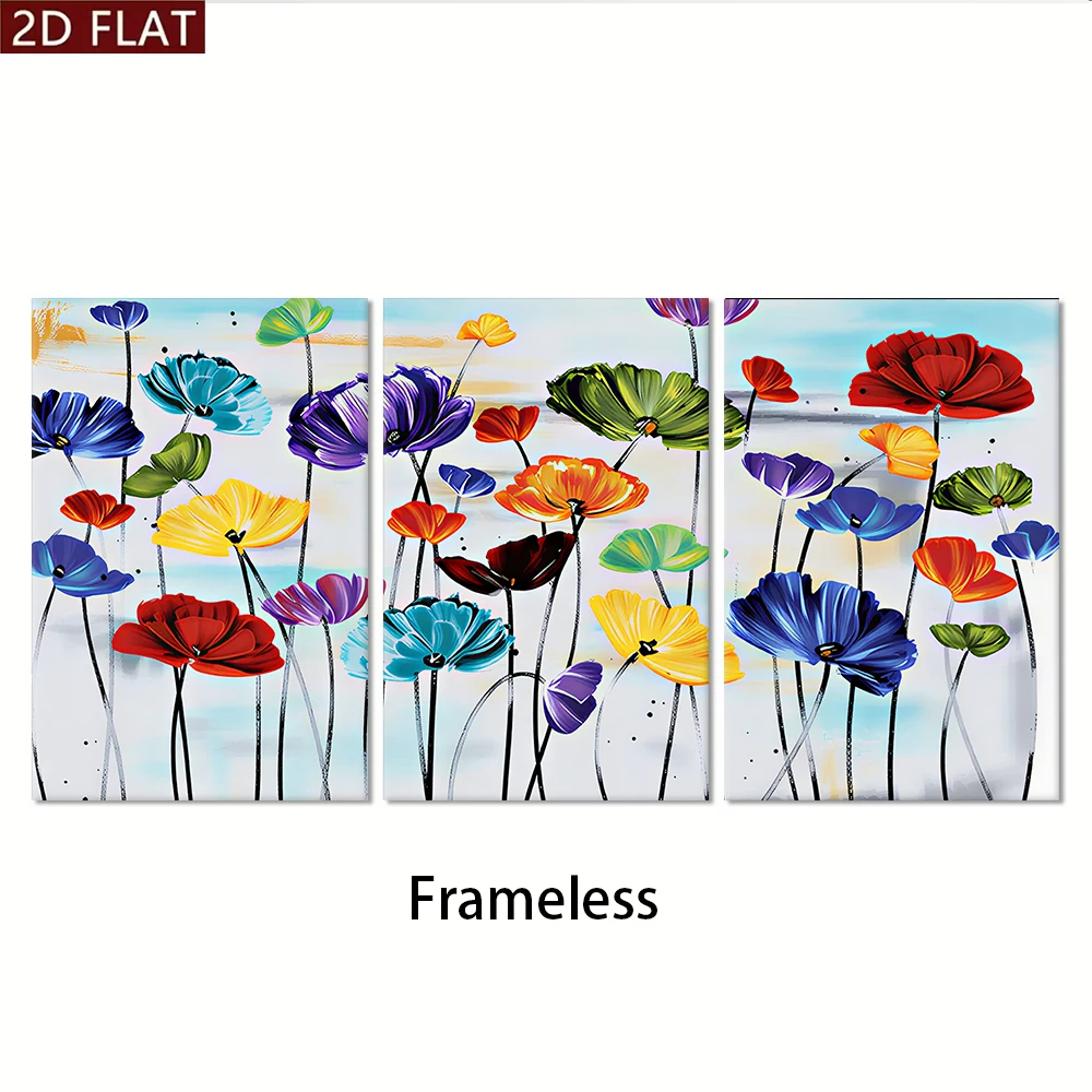 3pcs frameless Canvas Painting 1 set of modern abstract floral triptych living room bedroom background wall frameless decorative