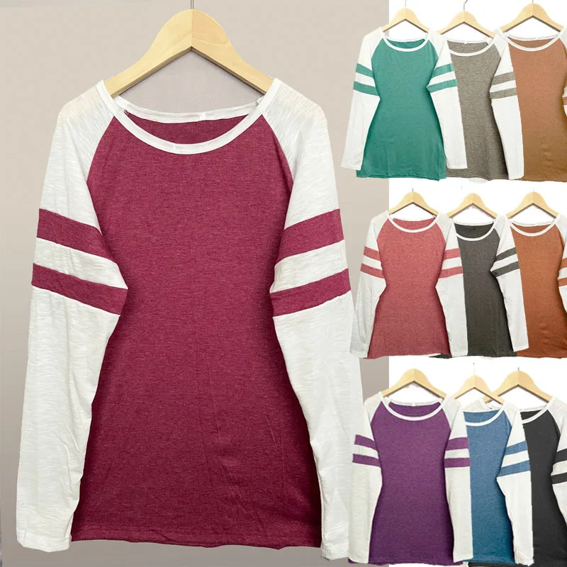 Tshirts Superior Quality spring/summer O Neck Long Sleeve Loose Striped Fashion Cheap Sale Ladies Tops Dropshipping SMR9036