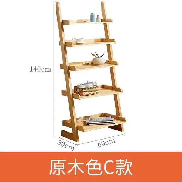 

Solid wood shelves living room bedroom modern simple multi-layer flower stand Japanese creative storage