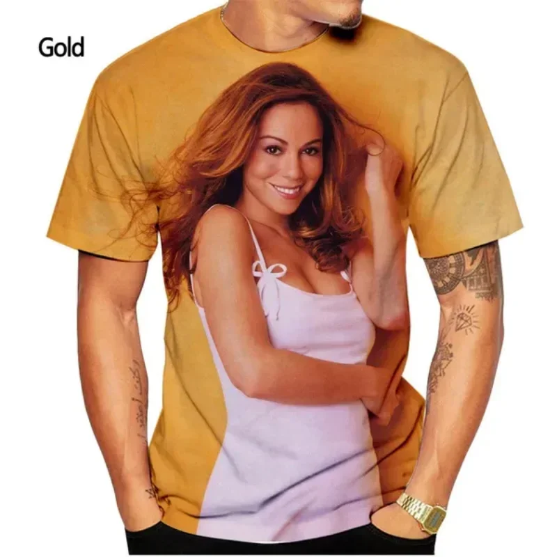 Fashion Men Clothing New Pop Singer Mariah Carey 3D Print T-shirt Hip Hop Harajuku Street Unisex Oversized T Shirt Tops