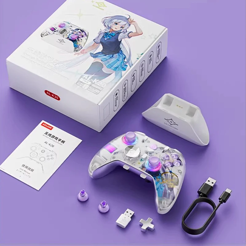

Aolion K20 Game Controller Anime Girl Wireless Bluetooth Gamepad Tri-Mode Tmr Rocker Pc Steam Switch Apex Game Accessories