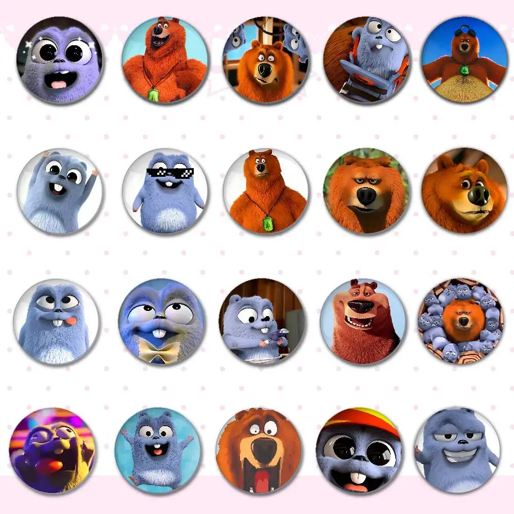 Niedliche G-Grizzy- und L-Lemmings-Abzeichen, runde Brosche, niedliche Cartoon-Idol-Cosplay-Abzeichen, DIY-Rucksack, Kleidung, Schmuck, Anstecknadeln