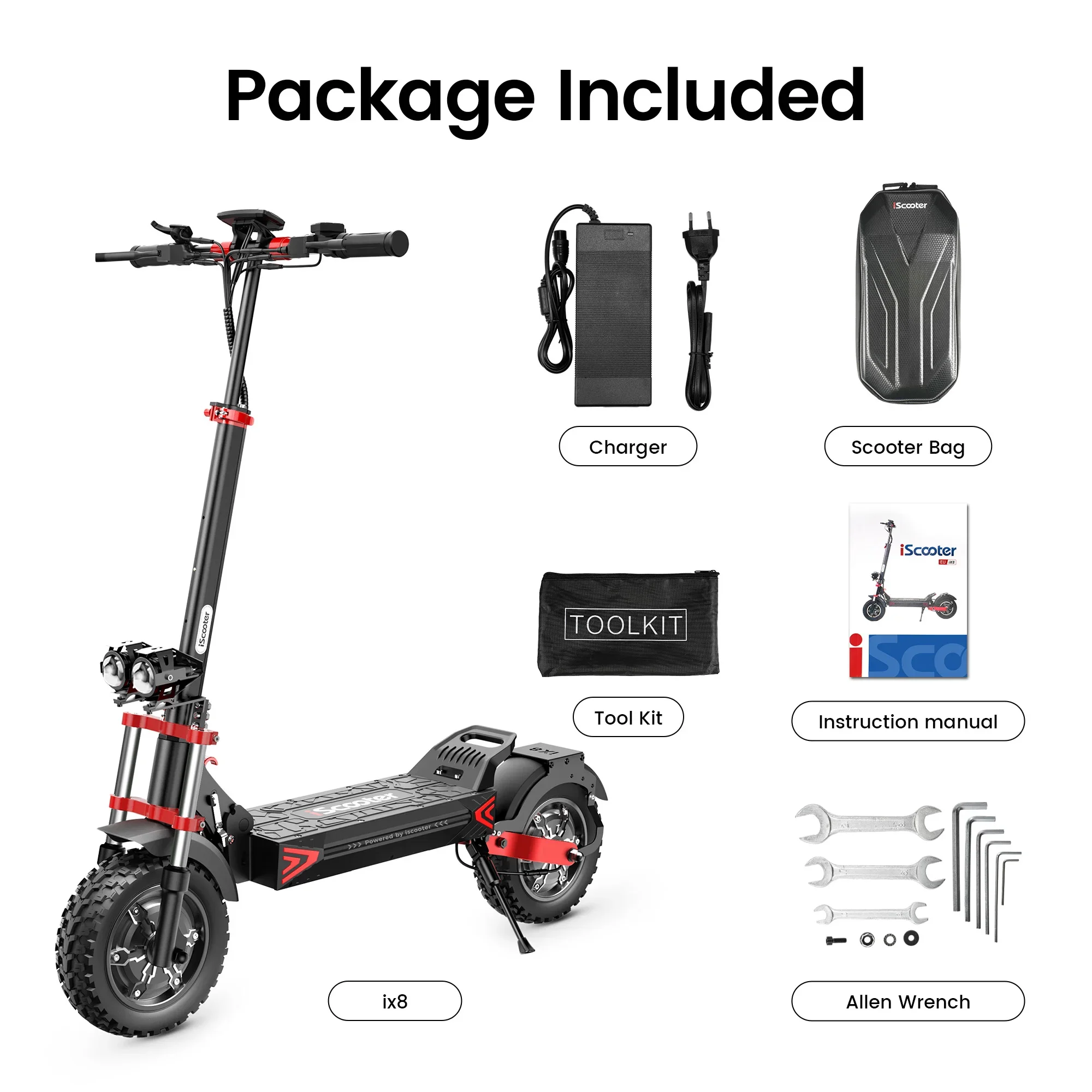 IScooter IX8 Premium-Edition Elektroroller für Erwachsene 48V 20Ah 12 Zoll Offroad-Luftreifen 70 km Reichweite – Detail 3