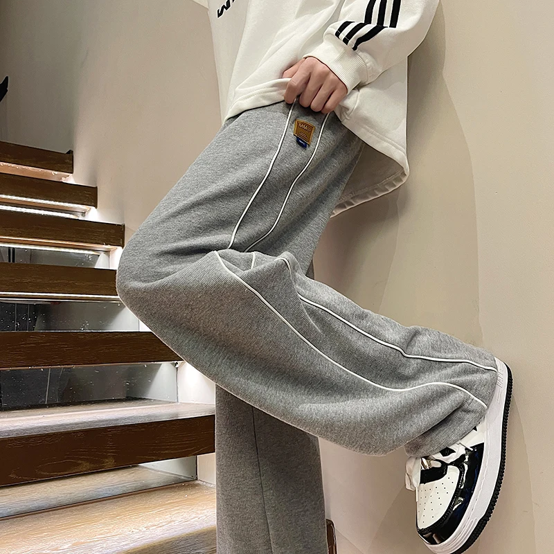 

Men's Casual Pants Spring Autumn Loose Wide Leg American Sport Sweatpants ey Straight Floor-Length Trousers