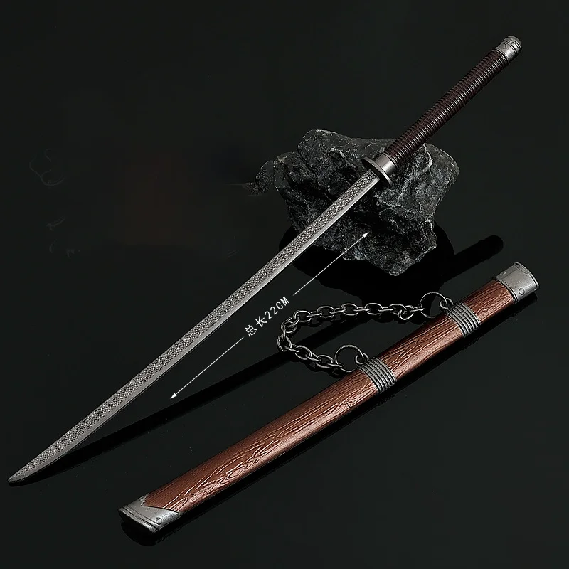 Coltello medievale da 22 cm Katana giapponese con fodero, coltello per ascoltare il vento, spada giocattolo samurai ornamenti regali raccogliere artigianato in metallo