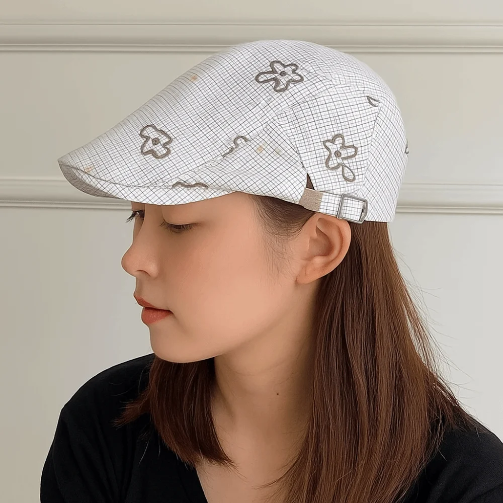 

Fashion Sweet Flower Beret British Style Cartoon Octagonal Hat Artist Hat Casual Y2k Painter Hat Streetwear