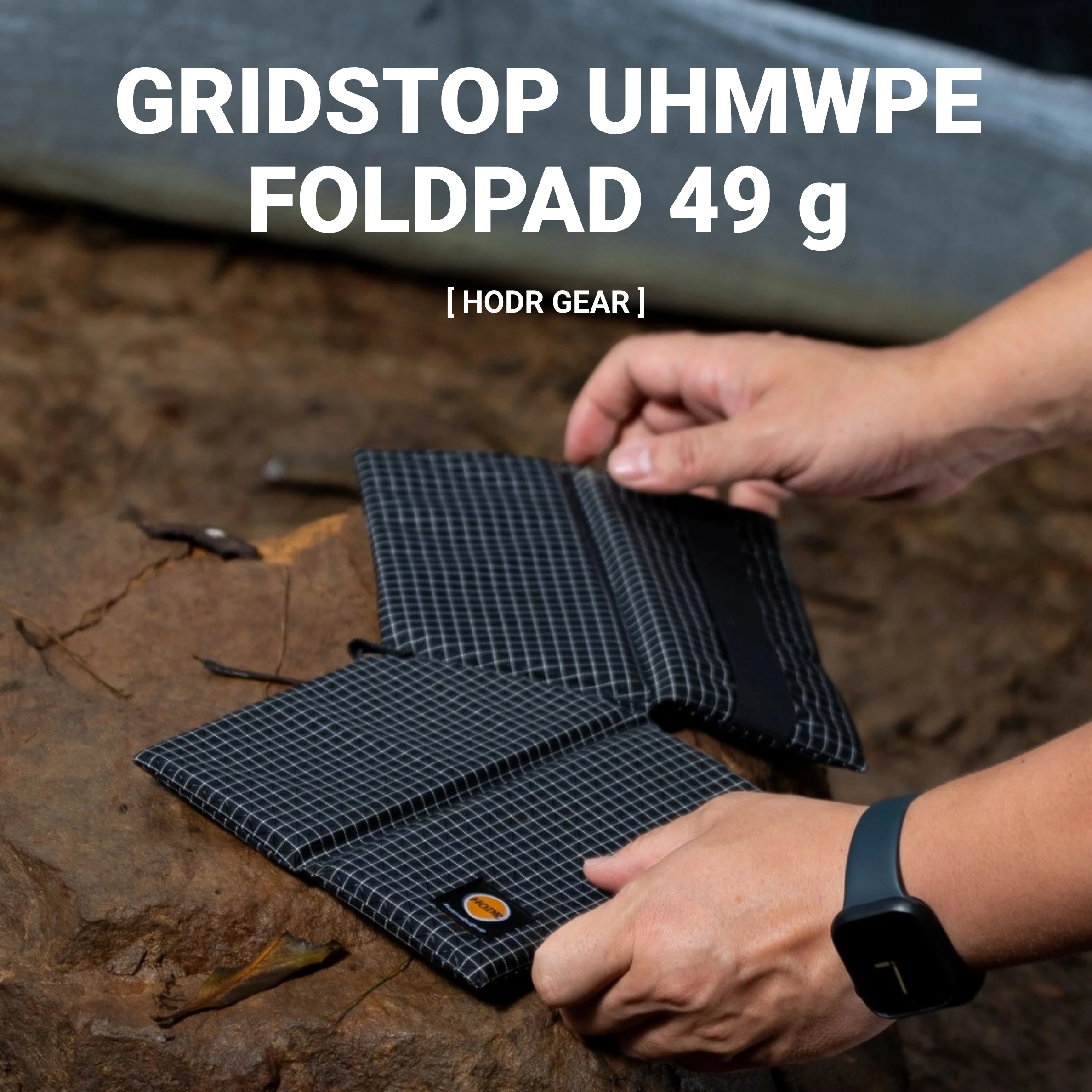 [HODRGEAR] FoldPad – Ultralight 49g Foldable Camping Pad UHMWPE Gridstop Shell XPE Foam Smarter Shape for Sitting Kneeling