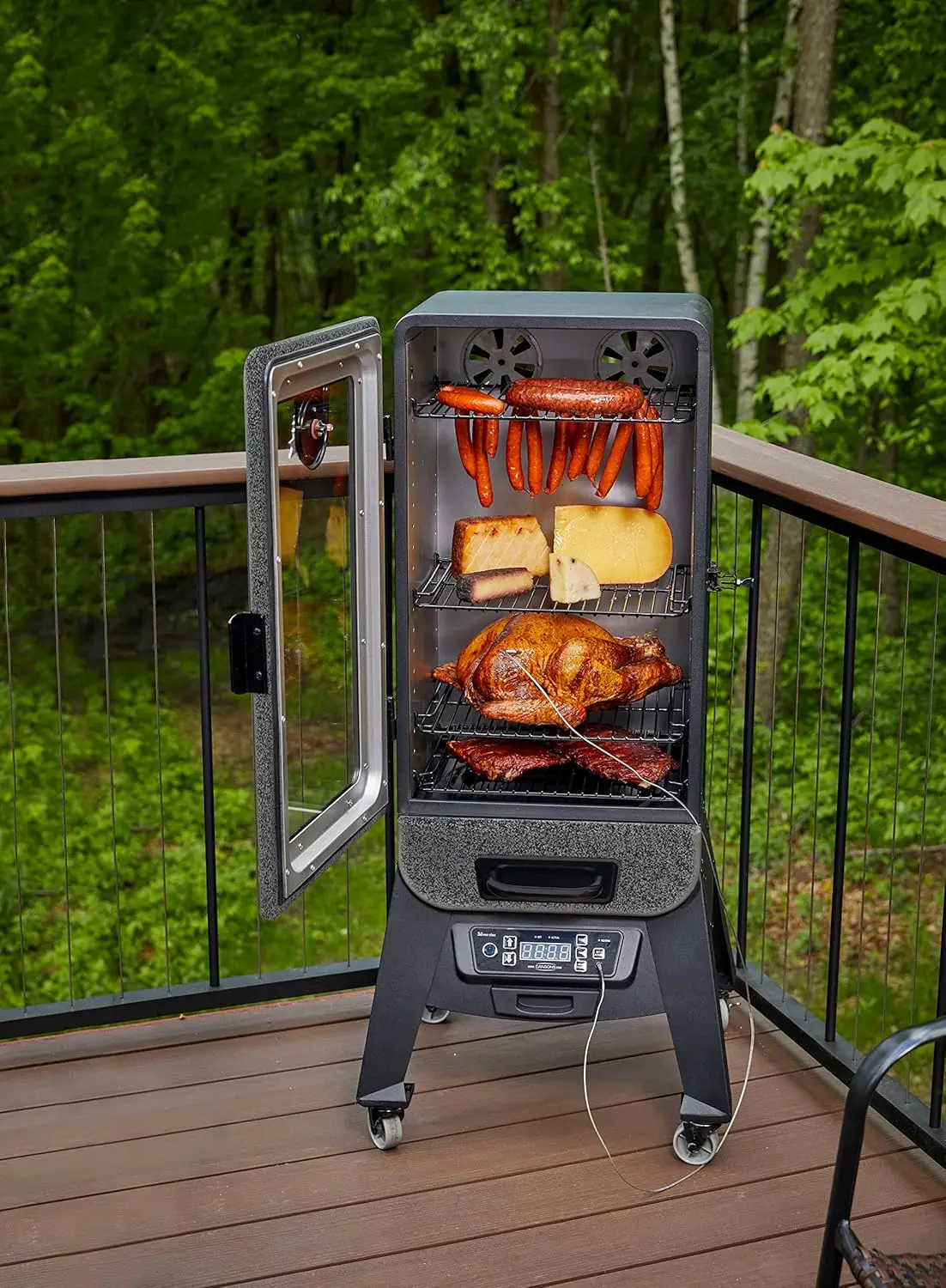 3 Series Digital Electric Vertical Smoker in Silver Hammertone