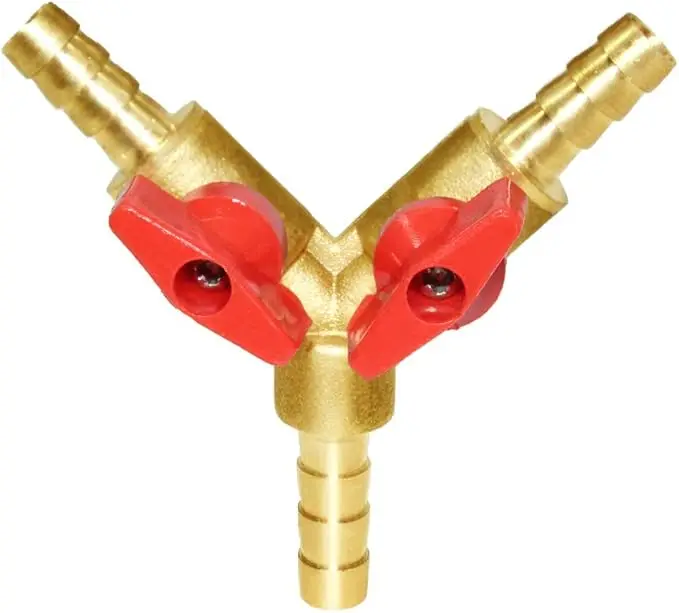 6 8 10mm Hose Barb Y Type Three 3 Way Brass Shut Off Ball Valve Pipe Fitting Connector Adapter For Fuel Gas Water Oil Air