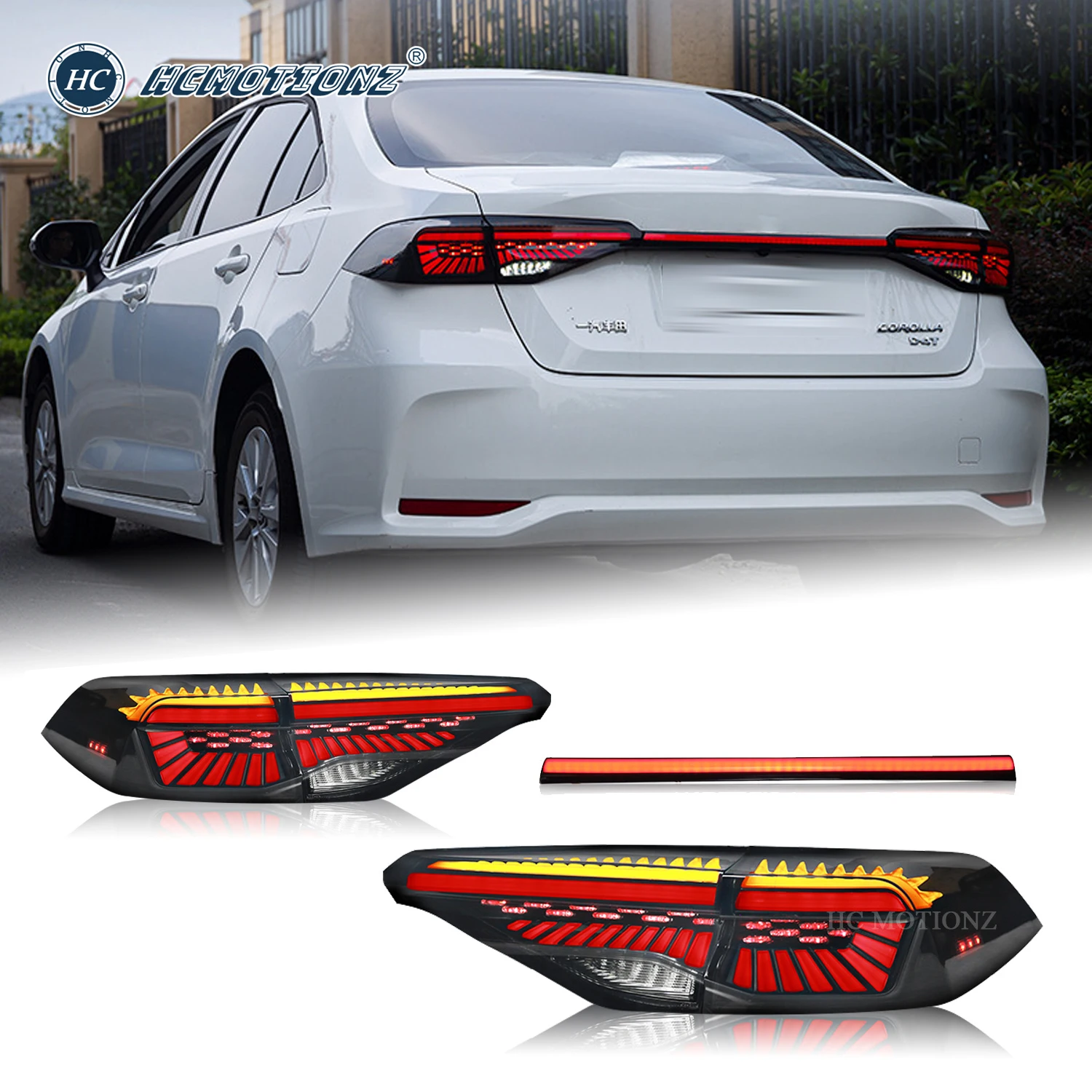 

HCMOTIONZ Factory LED Rear Back Lamps with middle light 2020-2022 Altis E210 middle east version Tail Lights for Toyota Corolla