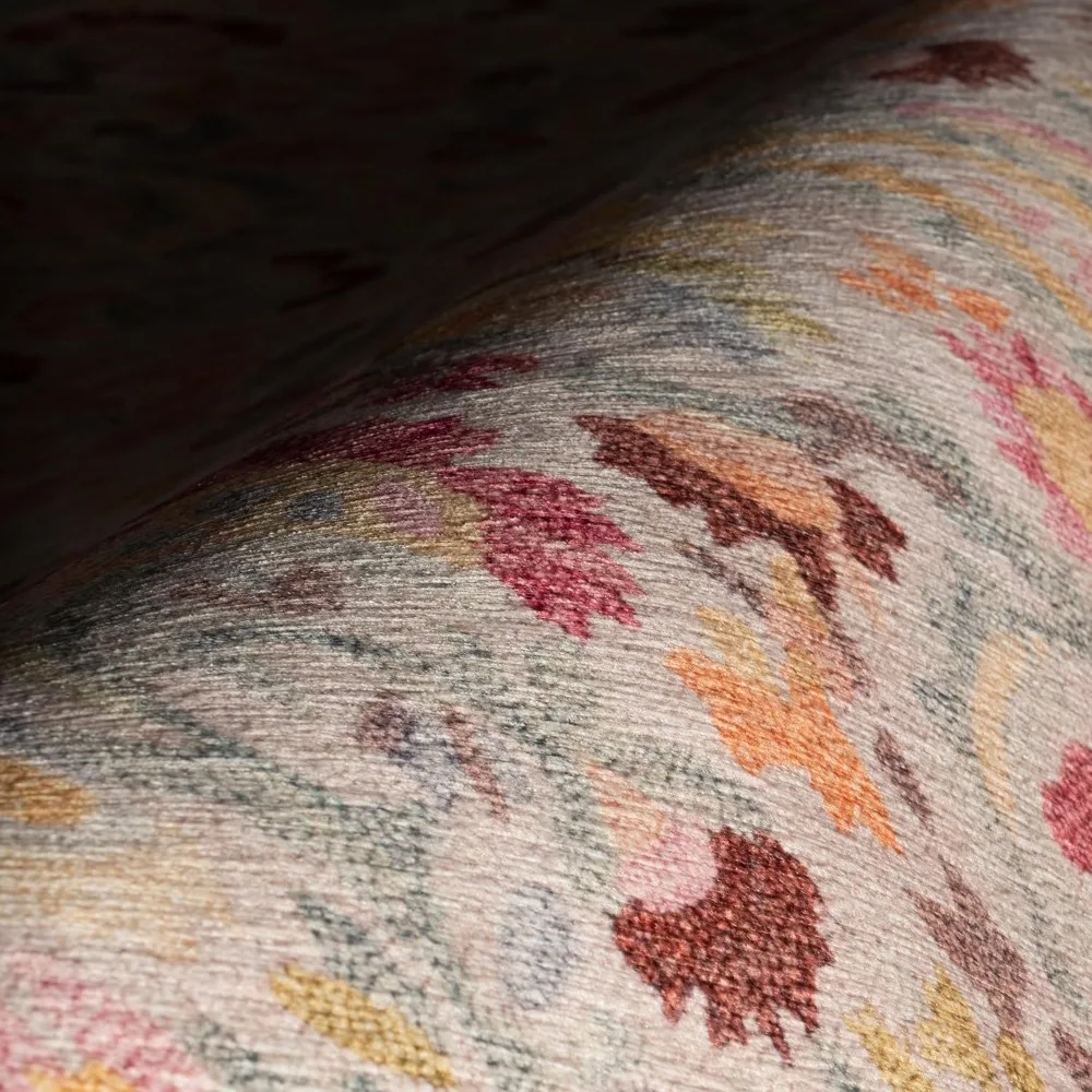 Wielobarwny dywan z kwiatowym wzorem, nadający się do prania w pralce, 120x180 cm, żółte akcenty, wytrzymały i stylowy dywan do domu.