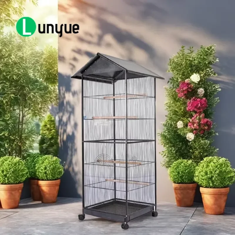 Large Metal Bird Cage with Solid Wood Perch Easy Eco Friendly Installation Garden Tool Rack Stand Durable Spacious Habitat