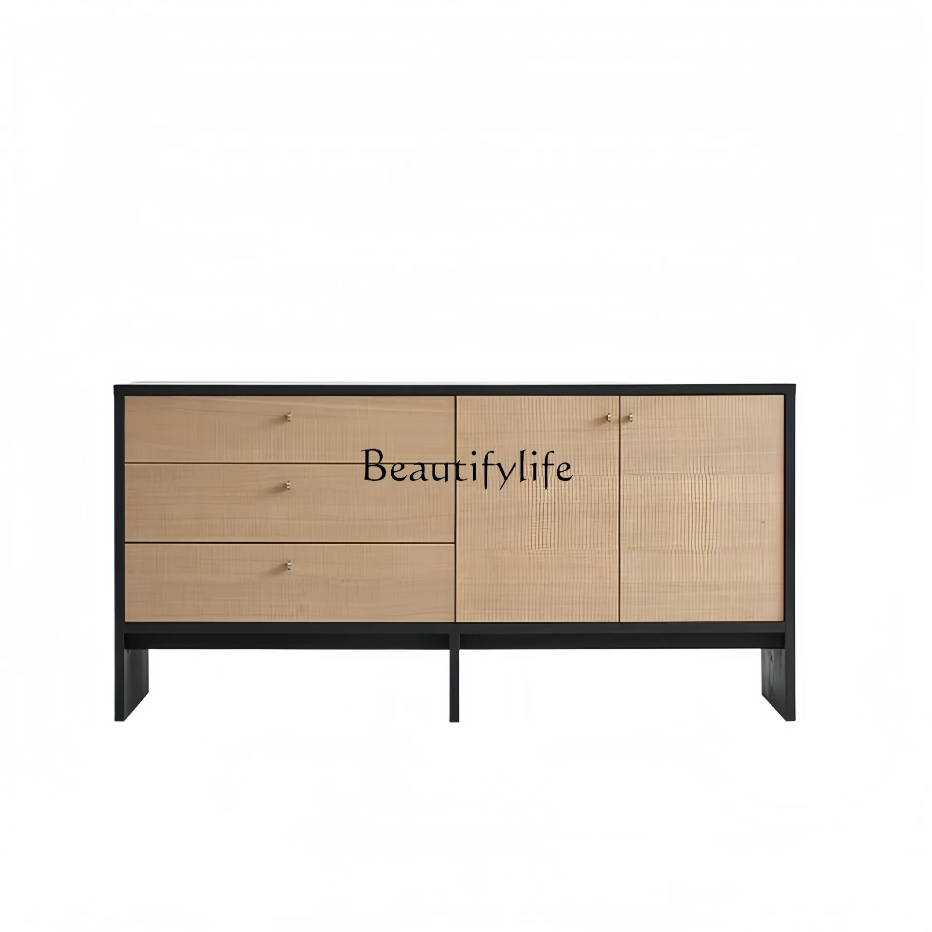 

Nordic wabi-sandy wind solid wood dining side cabinet storage modern simple log wind living room side cabinet