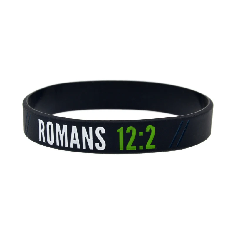 

50 Pcs PHIL 4:13 JOSHUA 1:9 ROMANS 12:2 JOHN 3:16 Silicone Rubber Wristband 1/2 Inch Wide Christian Bracelets