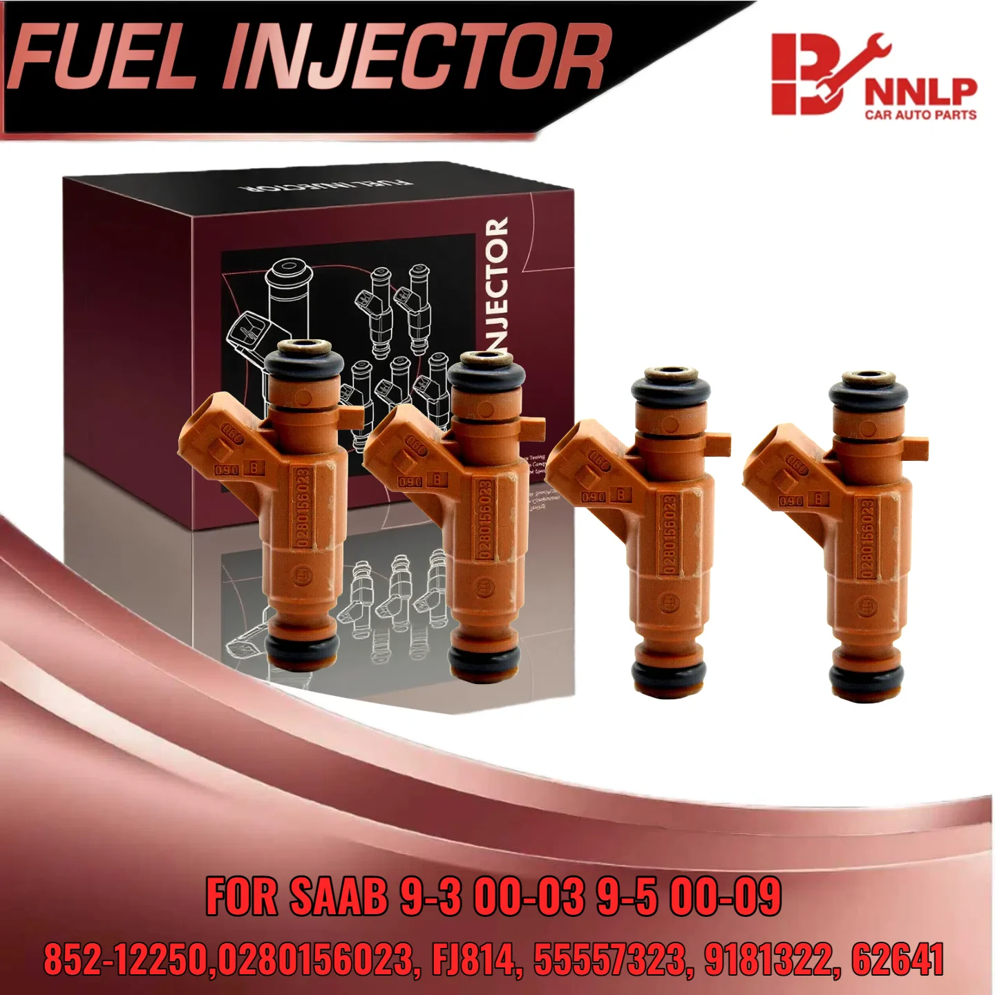 

For Saab 9-3 2000-2003 9-5 2000-2009 4PCS Fuel Injector Set 85212250 0280156023 FJ814 55557323
