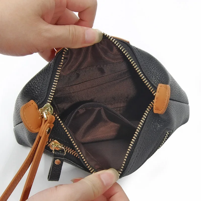 New Long Genuine Leather Large Capacity Women's Handheld Bag Lightweight and Stylish Versatile Zipper Handheld Bag Wallet