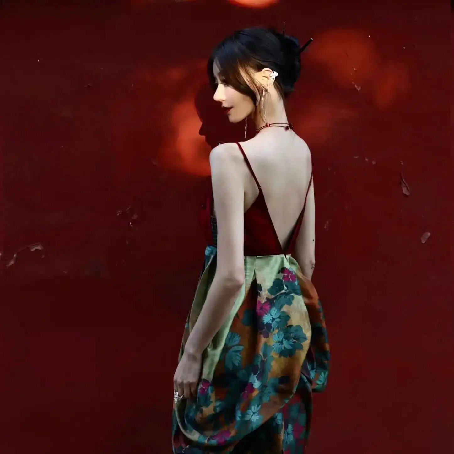 New Chinese Style Red Skirt Long Dress Niche Design Dress Slimming Pattern Red Backless Dress Sexy Long Fishtail Dress For Women