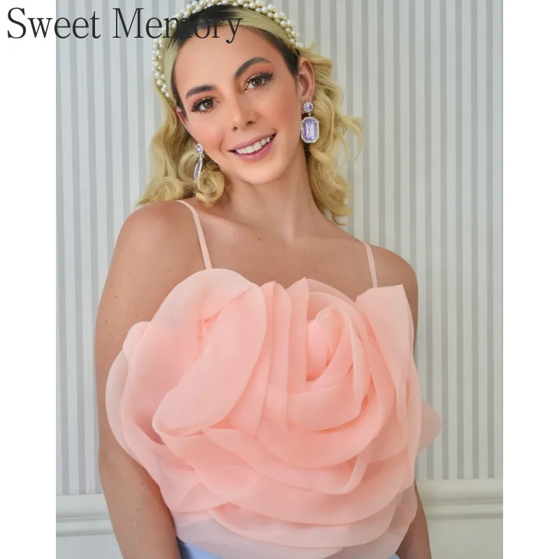 

M538 Модная одежда Синий Зеленый Белый Розовый Желтый Халат Sweet Memory 3D Organza Florwer 2025 Летние пляжные топы Короткие топы для девочек