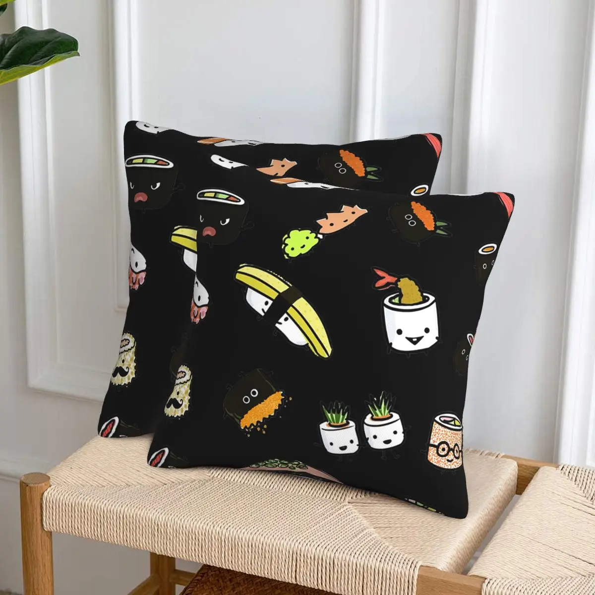 

Милый узор персонажей суши, 2 шт., квадратная наволочка, наволочка, декор, удобная декоративная подушка для домашнего автомобиля