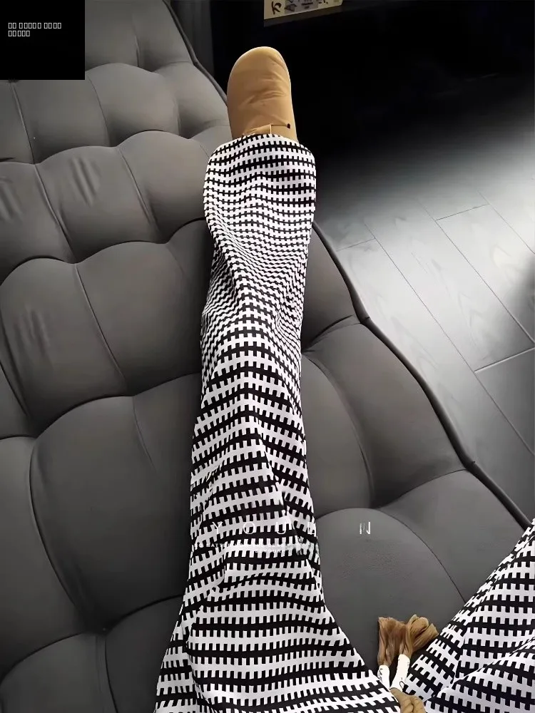 

Мужские брюки в клетку прямого кроя, свободные, удобные, повседневные, с высокой талией, трикотажные, прямые брюки с высокой талией