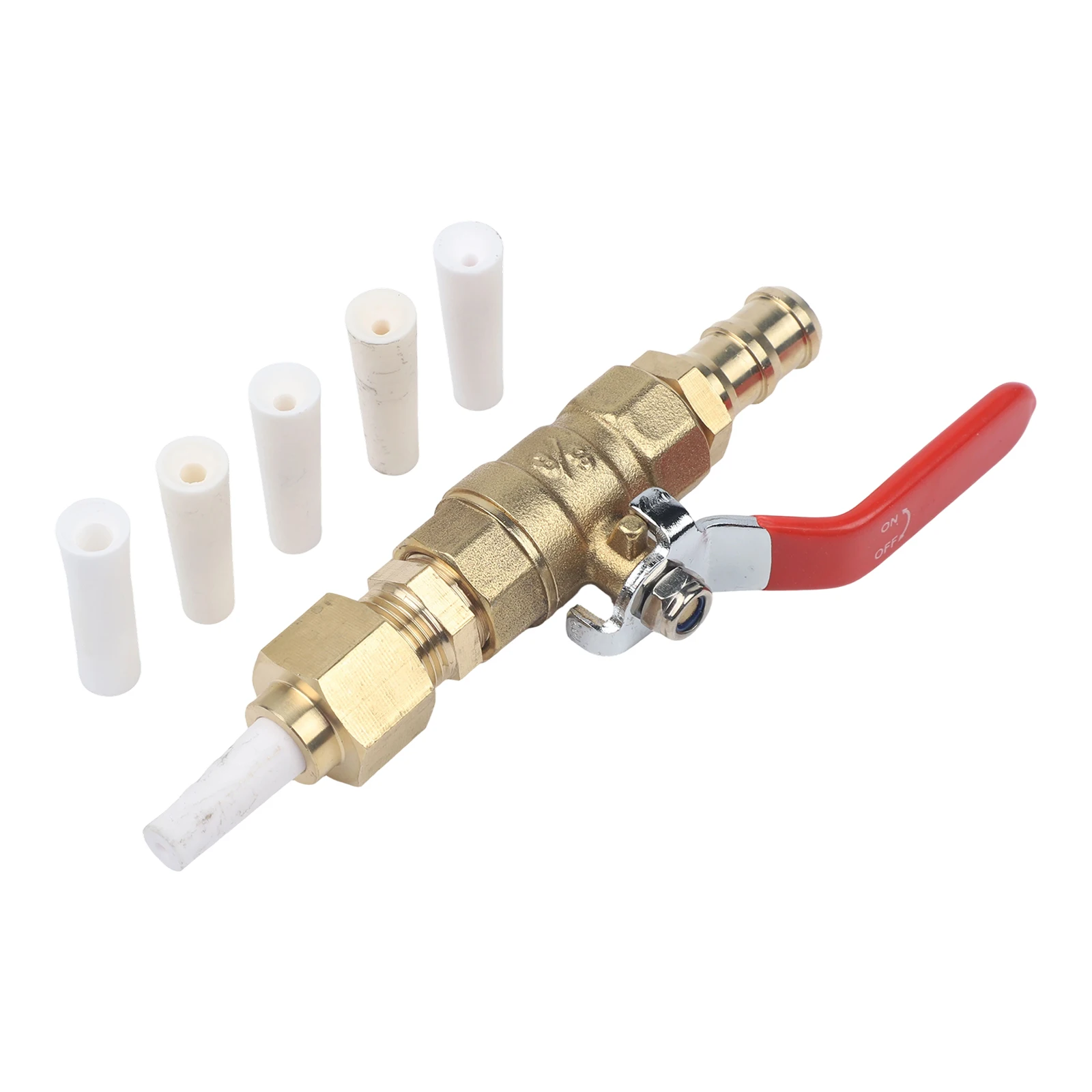 Workshop Sandblasting Gas Kit with Cast Brass Ball Valve and 5 High Hardness Ceramic Nozzles for Rust Cleaning