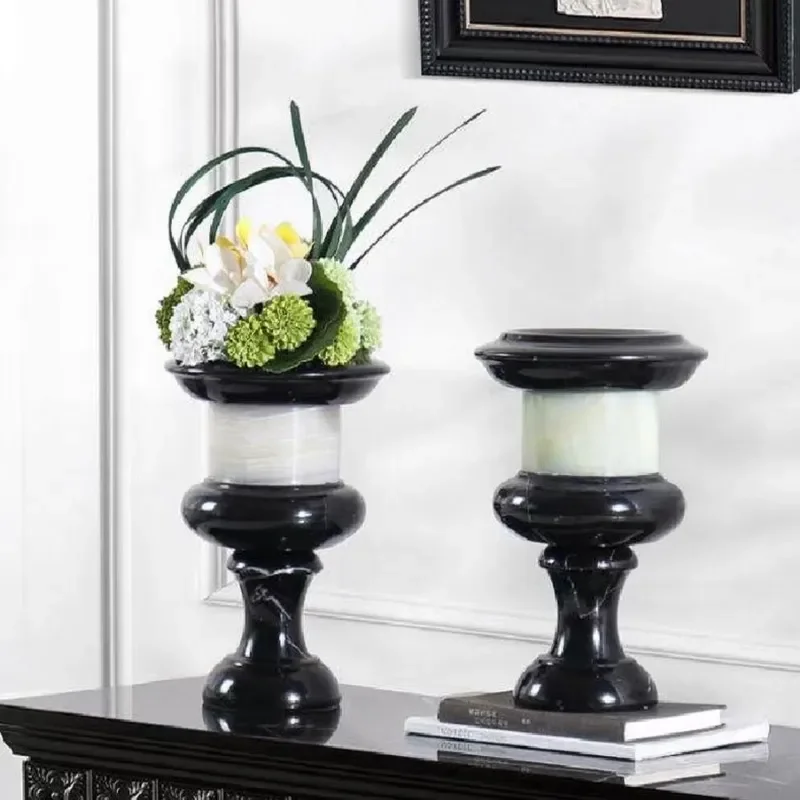 Modern simple and creative marble flower ware, high-end clubhouse soft decoration, sales office, desktop coffee table, living