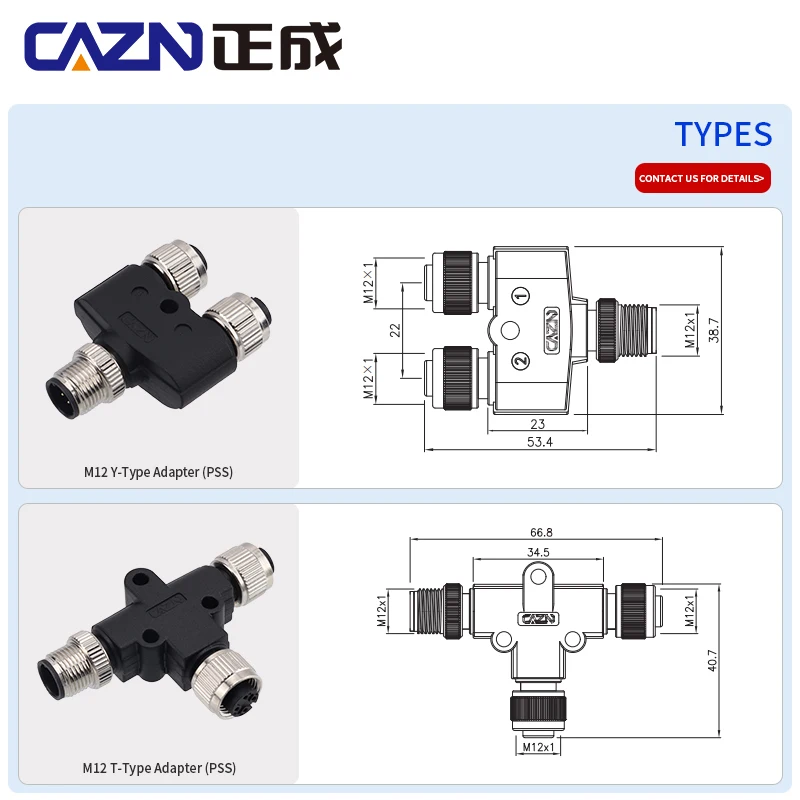 

Т-образный адаптер M12, разъем «мама-мама» на один разъем «мама» 2/3/4/5/6/8 контактов, совместимый с Ethernet-кабелем 10GBase-T