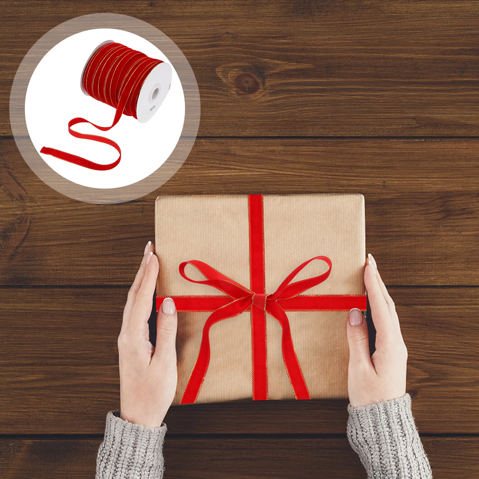 

1 Roll 50 Yards Red Velour Ribbon For Christmas Gift Wrapping Craft Decoration Bow Making Durable Sturdy Festive Holiday Party
