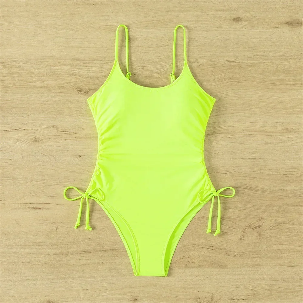 الأبيض بيكيني الرباط مطوي حبال ملابس السباحة قطعة واحدة Y2K الاتجاه Monokini مثير النساء عطلة ملابس الشاطئ ثوب السباحة