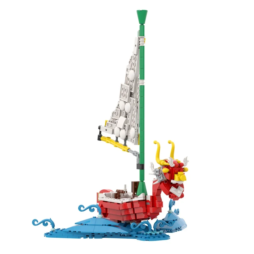 MOC Game The Wind Wakered Boat Adventure Ship on The Great Sea Building Blocks Set Longship Dragon Boat Model Bricks giocattoli per bambini