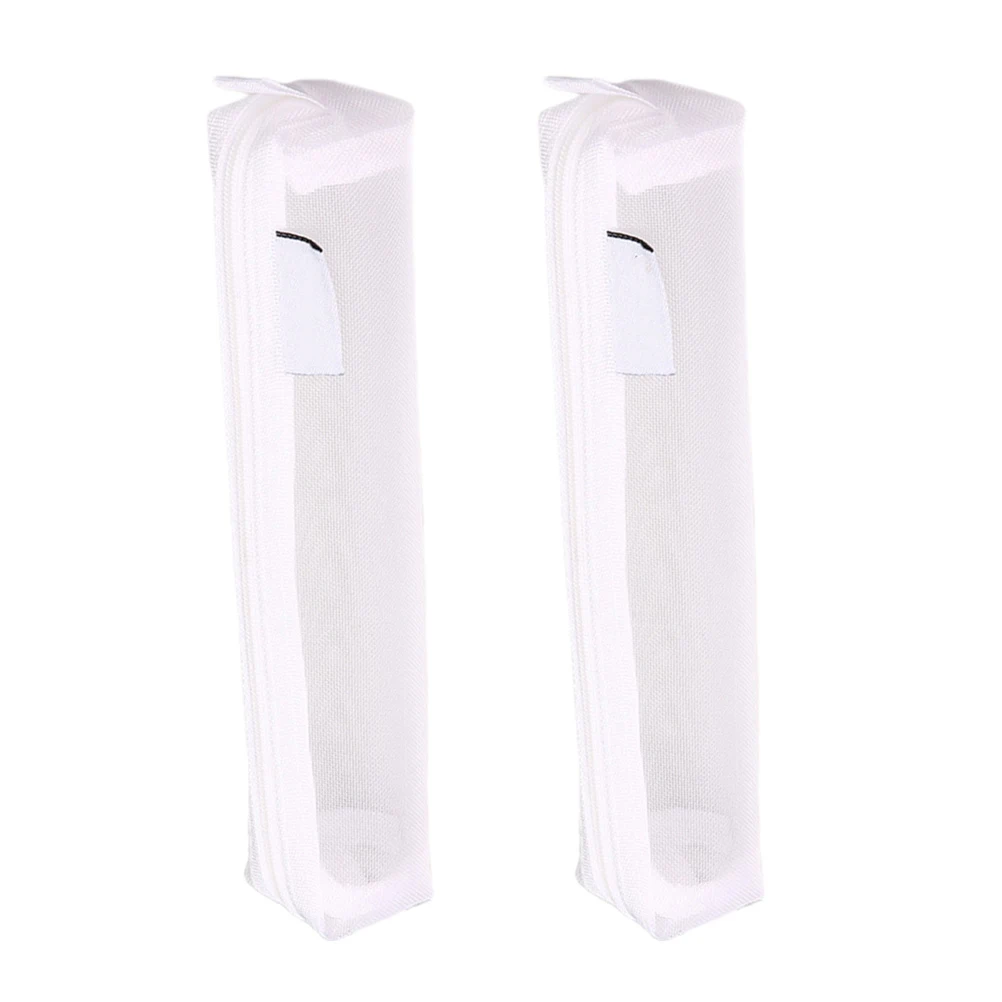 

2pcs Exam Pencil Case Large Capacity Clear Mesh Stationery Bag Lightweight Organizer Students Teachers Office Use Pencil Box