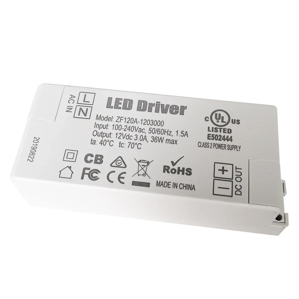 TLD LED Driver 36W 48W Power Supply AC/DC Adapter 100V-240V Power Supply Lighting Transformer for LED Lamp Strip ZF120A-1203000