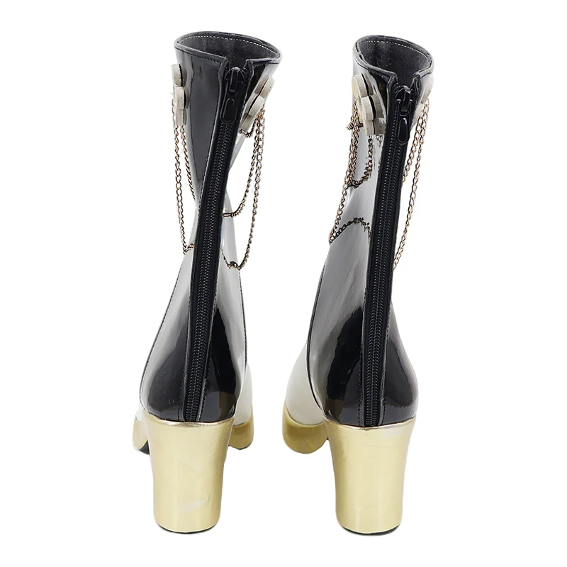 KPop Mira-zapatos de Cosplay para mujer, botas doradas negras, accesorios de juego de rol para fiesta de Carnaval y Halloween