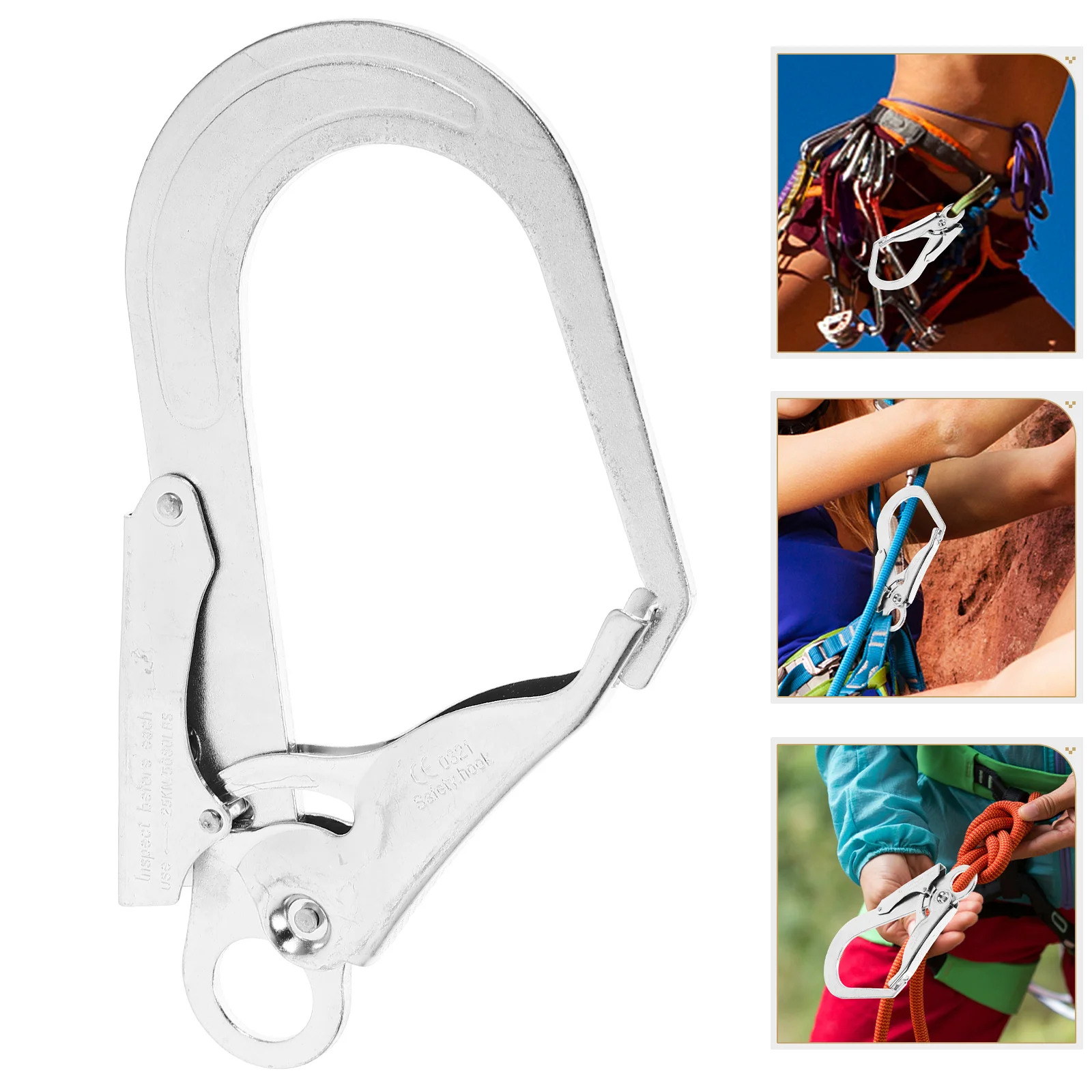 Auto-Locking Big Hook Mosquetão, Rope Link Connector, Cadeia de segurança portátil, Aço de liga, Reparação, Escalada Buckle, Tarefa múltipla