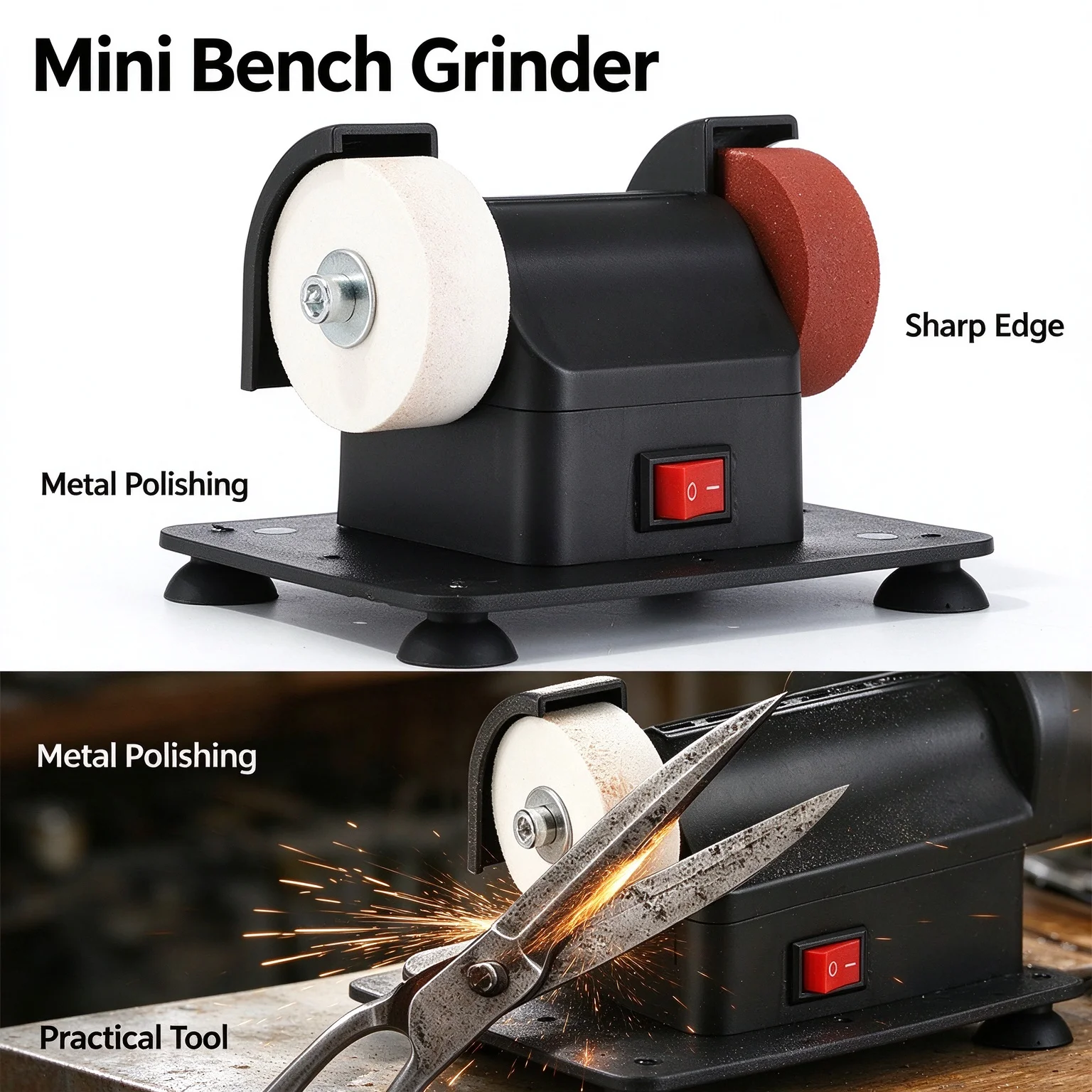 Mini Bench Grinder Variable Speed Compact Size Grinding Wheel Machine Knife Sharpener Desktop Polisher for Small Desk Use